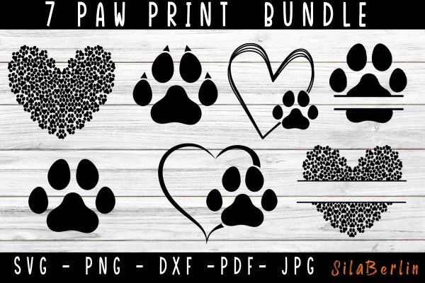 Paw Print Svg Bundle, Paw Heart Svg, Dog paw svg, paw svg, dog mom svg, Paw Heart Svg, dog paws svg, Dog lover svg  Clipart Silhouette, Animal Paw Svg Sale