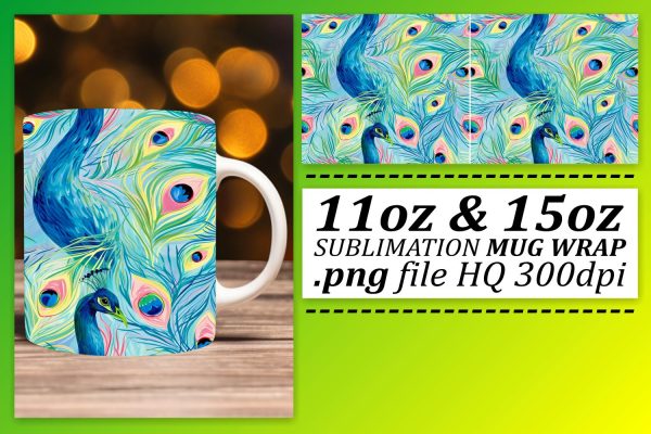 Playful Feather Pattern Mug Sublimation: 11oz 15oz Joyful Elegance For Sale