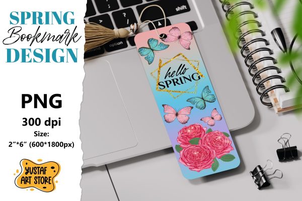Spring Bookmark printable. Butterfly and roses bookmark Sale