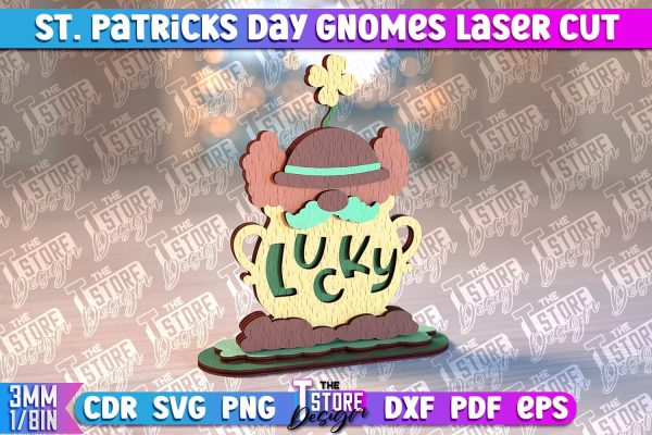 St. Patrick’s Day Gnomes Laser Cut | Lucky Gnomes Design | CNC Files Fashion