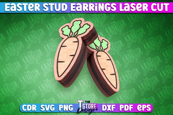 Easter Stud Earrings Laser Cut | Carrot Stud Earrings | CNC Online