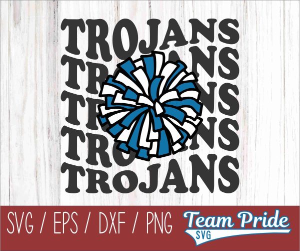Trojans Cheer Vintage Wave SVG Digital Download Printable - SVG, EPS, DXF, PNG Online Hot Sale