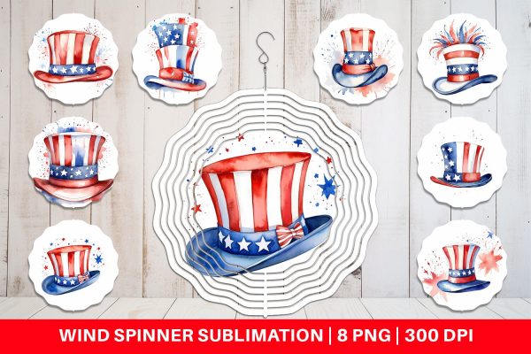 Wind Spinner Watercolor Hat Patriotic Online Hot Sale
