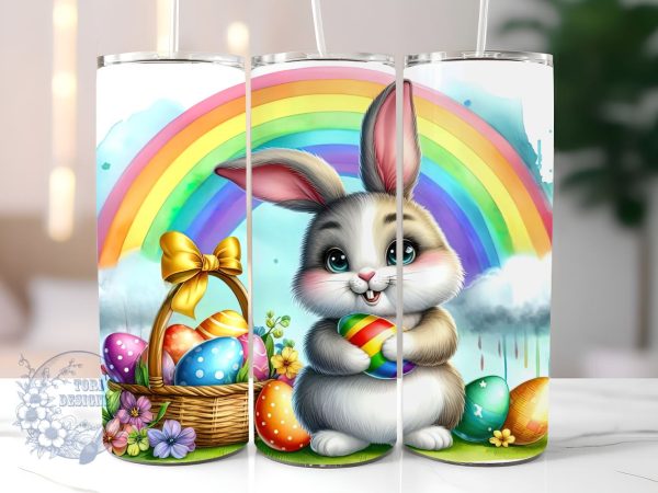 Easter Bunny, Rainbow, Floral, Eggs 20 oz Skinny Tumbler Sublimation Design, Happy Easter Tumbler Png, Straight & Tapered Tumbler Wrap, Instant Digital Download Cheap