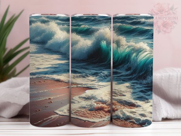 Beach 20oz Tumbler Wrap PNG, Straight & Tapered Tumbler Wrap, Beach wave Tumbler Png, Instant Digital Download For Sale