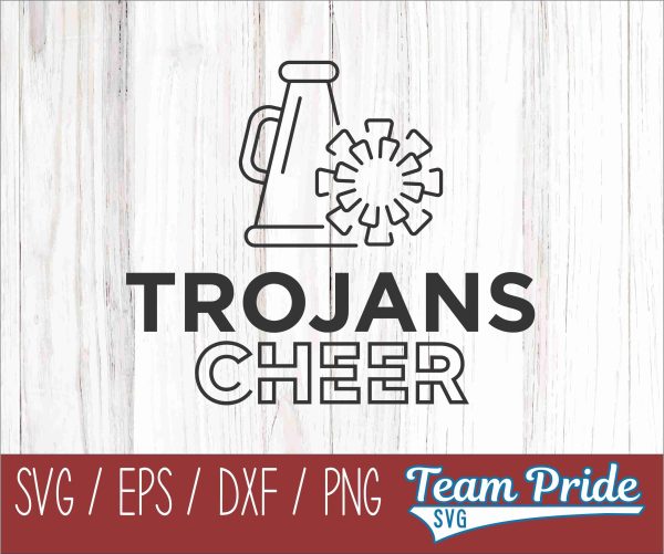 Trojans Cheer Line Art SVG Digital Download Printable - SVG, EPS, DXF, PNG Discount