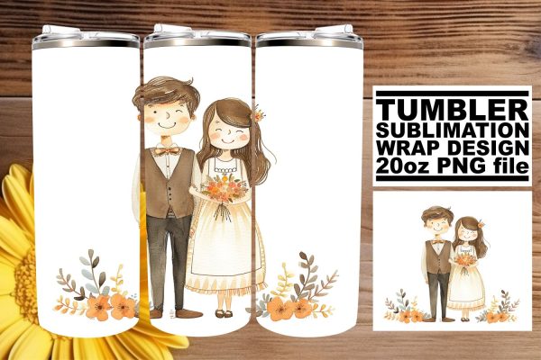 Delicate Watercolor Wedding Tumbler: Bridal Elegance 20oz Fashion