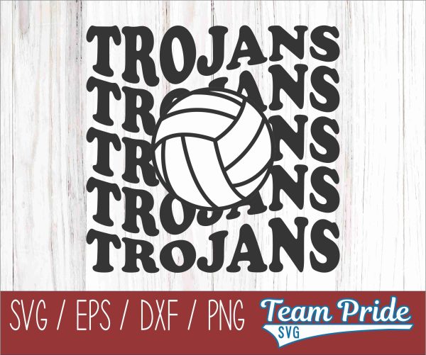 Trojans Volleyball Retro Wave SVG Digital Download Printable - SVG, EPS, DXF, PNG For Sale