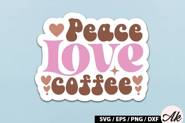Peace love coffee Retro Sticker Online now