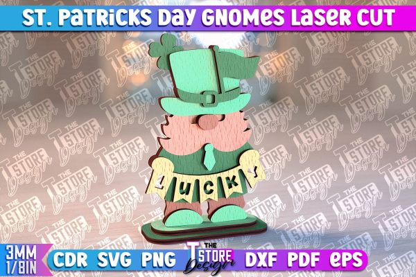 St. Patrick’s Day Gnomes Laser Cut | Lucky Gnomes Design | CNC Files Sale