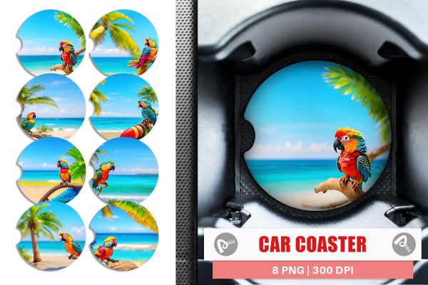 Car Coaster Parrots in Beach Summer Online Sale