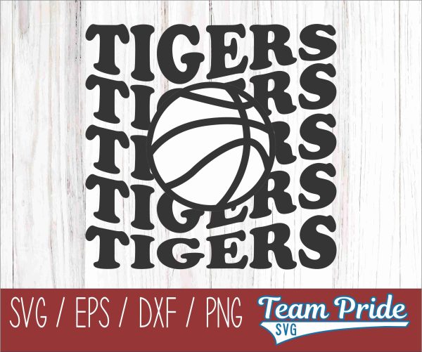 Tigers Vintage Wave Basketball SVG Digital Download Printable - SVG, EPS, DXF, PNG Hot on Sale