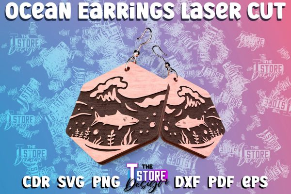 Ocean Earrings Box Laser Cut | Box Laser Cut SVG Design Discount