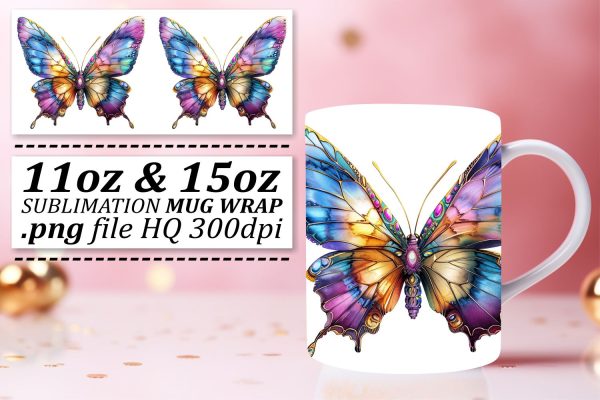 Vibrant Spring Butterfly Mug Wrap: Whimsical Edition Cheap