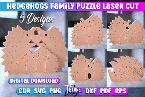 Hedgehogs Family Puzzle Laser Cut | Puzzle Laser Cut Design | CNC Files Hot on Sale