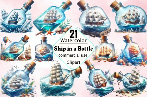 Ship in a Bottle Clipart Bundle Online now
