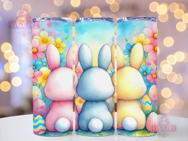 Watercolor Easter Bunny 20oz Tumbler Wrap Sublimation Design, Straight Tapered Tumbler Wrap, Happy Easter Day Tumbler Png, Funny Bunny PNG, Instant Digital Download Fashion
