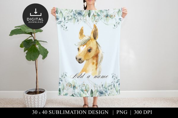 Boys Custom Horse Blanket Design, Eucalyptus Sublimation Online