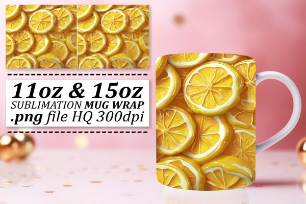 Juicy Citrus Mug Wrap: Sublimation Style on Sale
