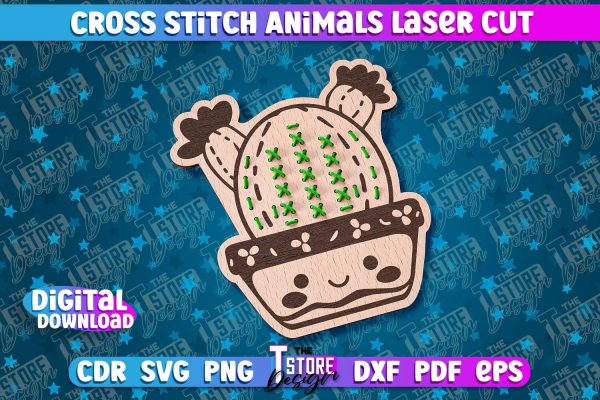 Cross Stitch Cactus | Laser Design | Montessori Method | CNC Online now