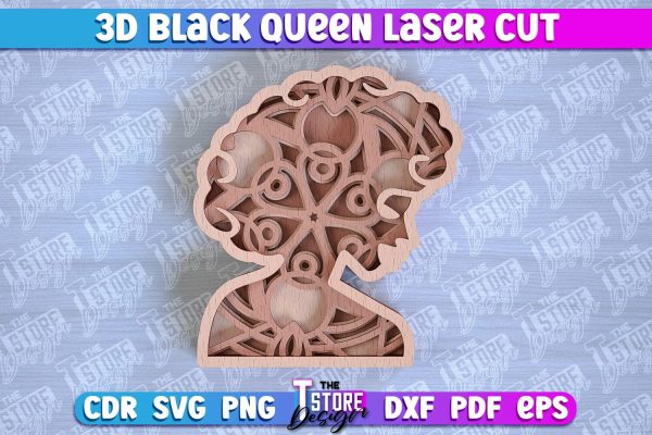 3D Black Queen | Black Woman Signs Laser Cut | CNC File on Sale