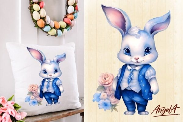 Easter pillow sublimation design   cute easter bunny png Hot on Sale