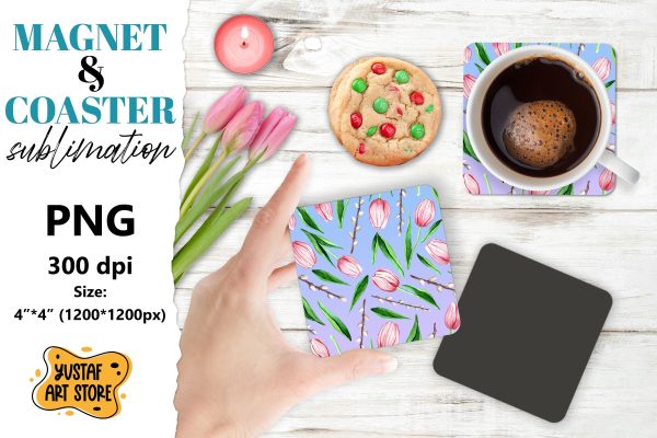 Spring magnet sublimation Spring coaster sublimation tulips Supply