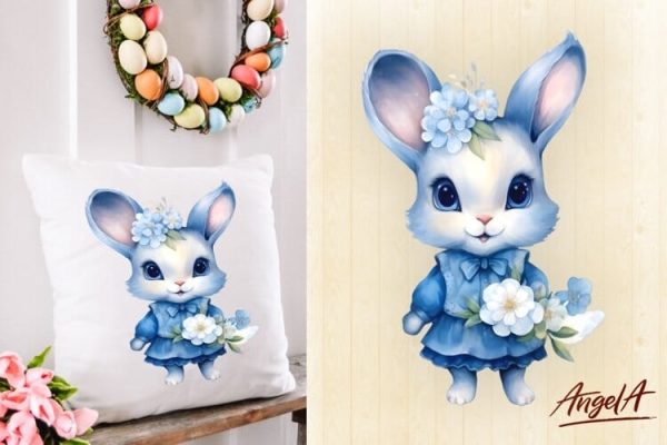 Easter pillow sublimation design   easter bunny girl clipart Hot on Sale