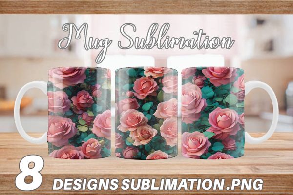Mug Wrap Rose Flower Pattern For Sale