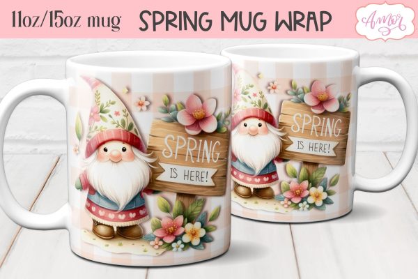 Spring gnome mug template PNG for sublimation Fashion
