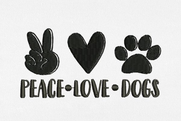 Peace Love Dogs for Machine Embroidery on Sale