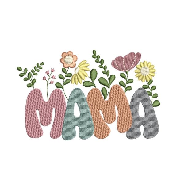 Mama Flower Embroidery Design, 3 sizes, Instant Download Discount