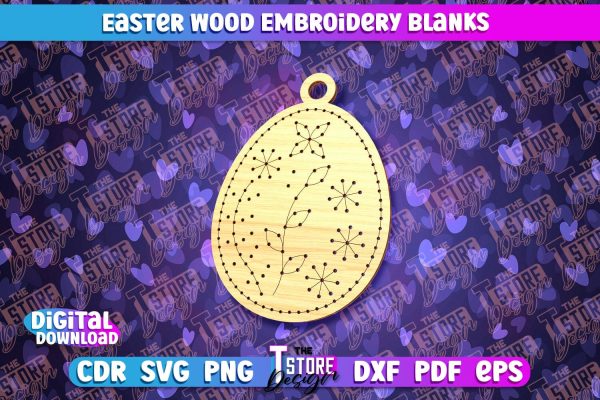 Easter Wood Embroidery Blanks | Laser Cut Design | CNC File on Sale