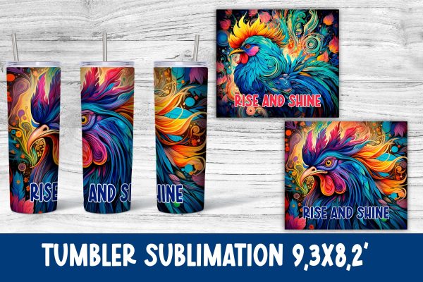 Crazy rooster tumbler sublimation design wrap Fashion