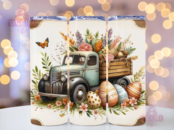 Vintage Truck Easter 20oz Tumbler Wrap Sublimation Design, Happy Easter Tumbler Wrap, Instant Digital Download Online now