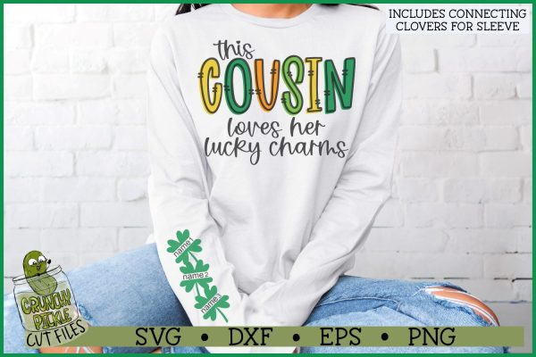 This Cousin Loves Her Lucky Charms on Sleeve SVG File on Sale