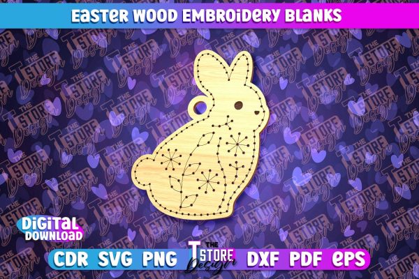 Easter Wood Embroidery Blanks | Laser Cut Design | CNC File Cheap