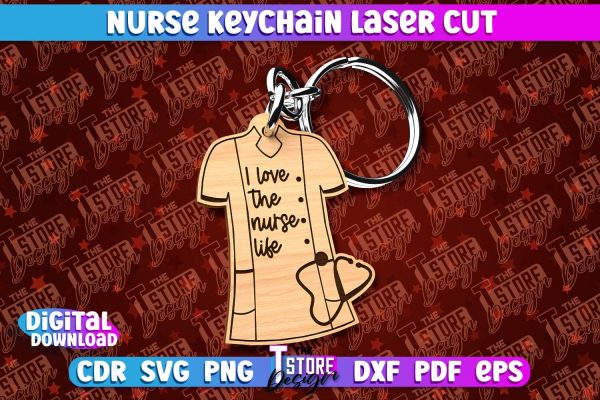 Nurse Keychain Laser Cut Design | Nurse Laser Cut | CNC File For Cheap