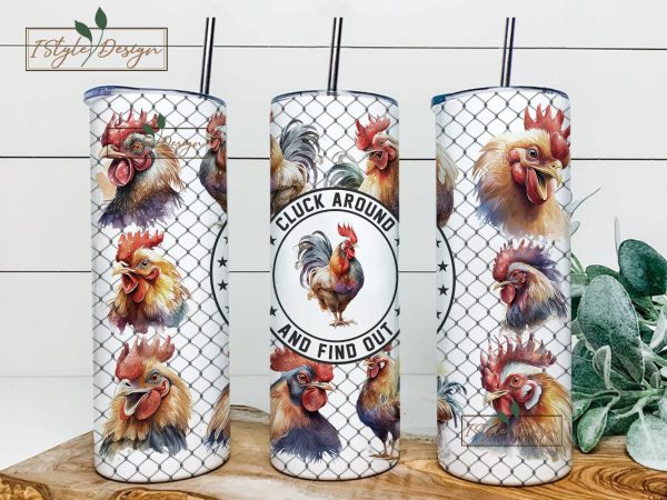 Funny Chicken 20 oz Skinny Tumbler Sublimation Design, Digital Download PNG, Farming Country Tumbler PNG, Chicken Lover Gift, For Cheap