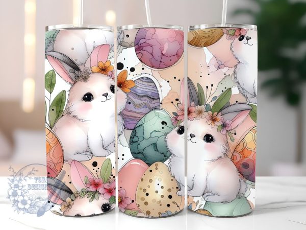 Cutie Easter Bunny 20 oz Skinny Tumbler Sublimation Design, Happy Easter Tumbler Png, Straight & Tapered Tumbler Wrap, Instant Digital Download For Discount