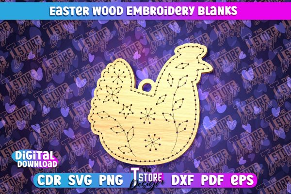 Easter Wood Embroidery Blanks | Laser Cut Design | CNC File For Cheap