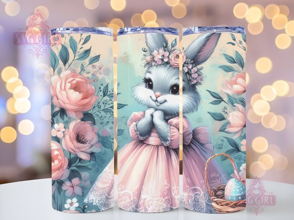 Cute Easter Bunny Butterfly 20oz Tumbler Wrap Sublimation Design, Happy Easter Tumbler Wrap, Instant Digital Download on Sale