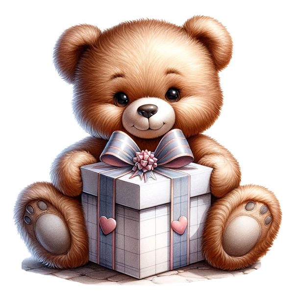 Teddy Bear with Gift Box,Illustrator Clipart,Quotes and Sayings,Food & Drink,On Sale, Print & Cut Hot on Sale