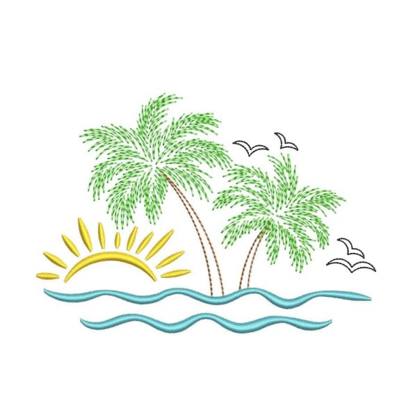 Palm Tree Embroidery Design, Summer Beach Embroidery File, 4 sizes, Instant Download Online now