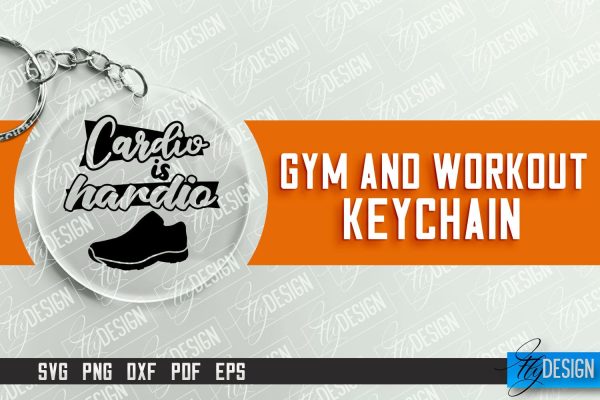 Gym and Workout Keychain | Round Keychain Designs | Quotes SVG Sale