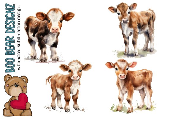 Watercolor Baby Cow Clipart Online Sale