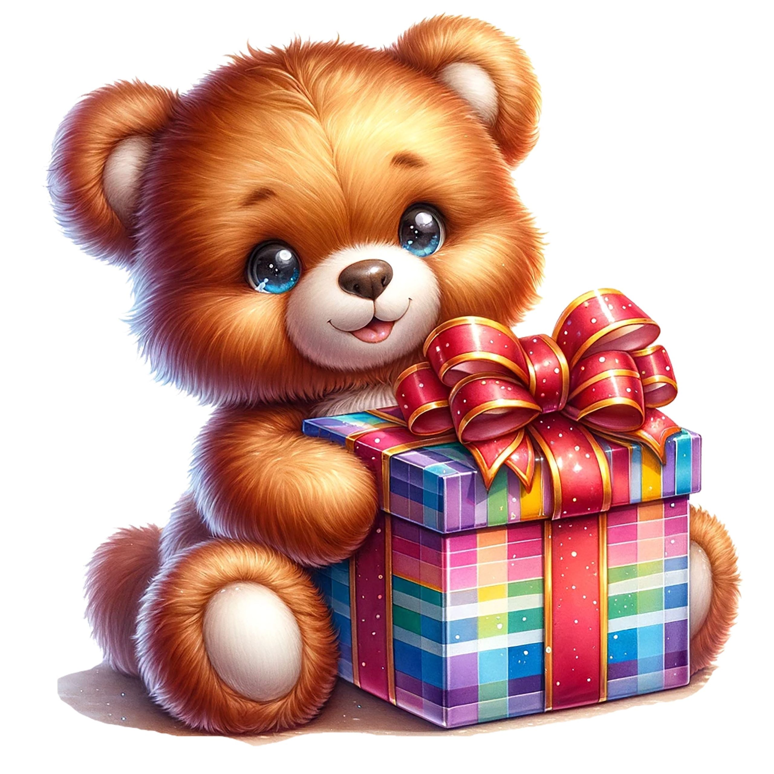 Teddy Bear with Gift Box,Illustrator Clipart,Quotes and Sayings,Food & Drink,On Sale, Print & Cut Discount