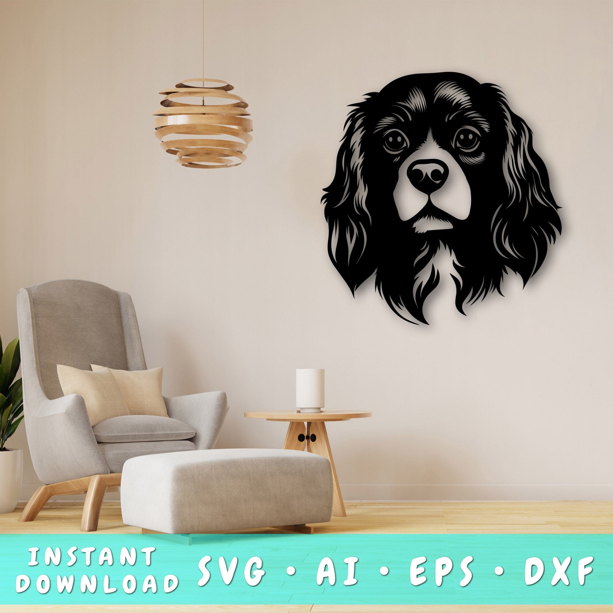 Cavalier King Charles Spaniel Laser SVG Cut File, Cavalier Glowforge File, Cavalier DXF, Cavalier King Charles Spaniel Wall Art SVG on Sale