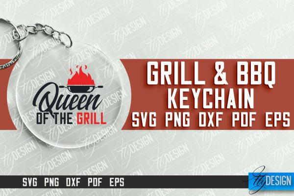 Grill & BBQ SVG Design | Round Keychain Designs | SVG File Fashion
