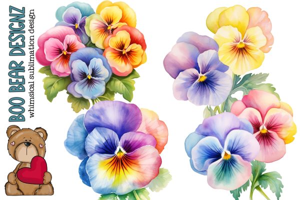 Watercolor Pastel Pansy Clipart Fashion